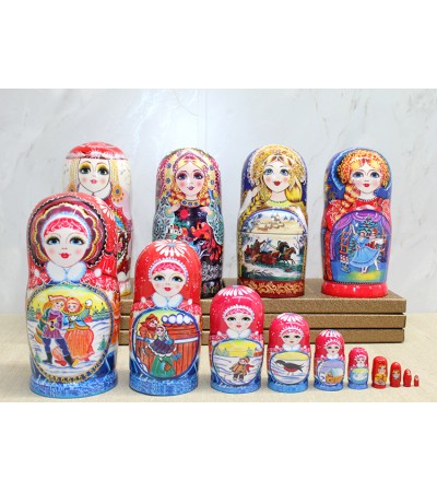 10'Lu Ahşap Matruşka Seti Alk4389