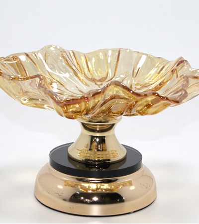 Gold Detaylı Ayaklı Dekoratif Cam Sunumluk Alk4887