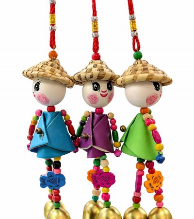 Renkli Boncuklu Şapkalı Bebek Rüzgar Çanı Alk5383