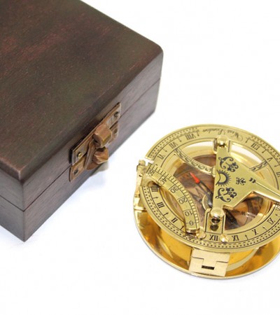 Ahşap Kutulu Pirinç Pusula KSK37