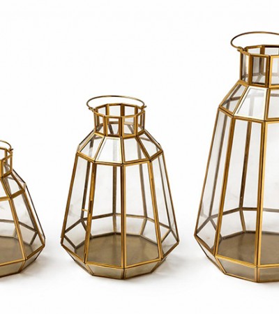Dekoratif Gold Metal 3'lü Fener Seti
